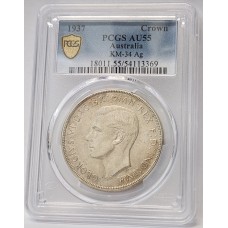 AUSTRALIA 1937 . CROWN . PCGS AU55